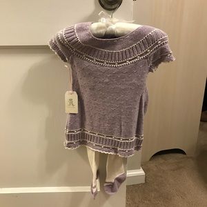 6 month crochet dress with tights and beret